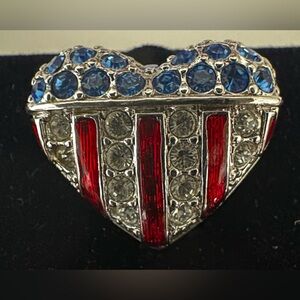 Swarovski Heart USA Flag Pin